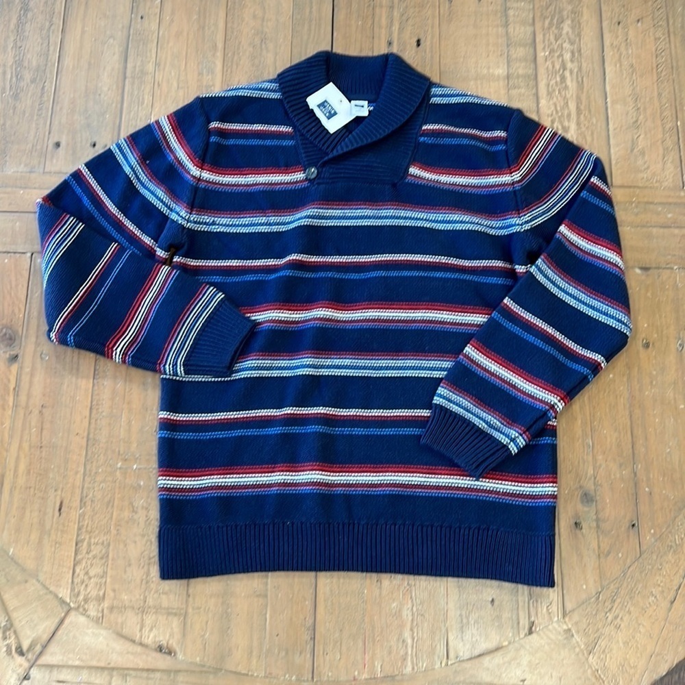 Janie and Jack navy striped cowl neck sweater nwt